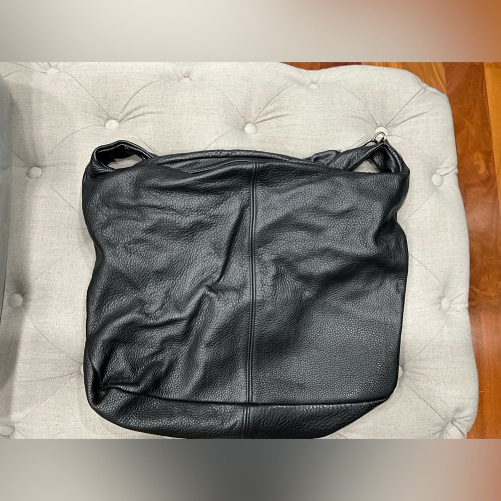 Real leather black handbag from Florence Italy.